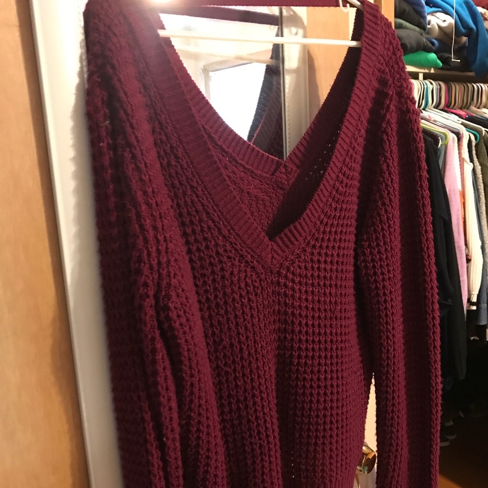 Fluffy deep v neck sweater